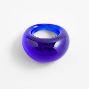NWOT. Zara Blue Glass Collection Clear Ring. Size S.